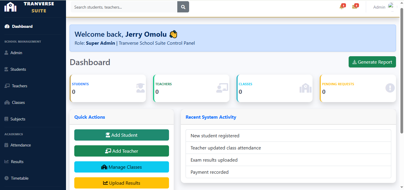 Tranverse School Suite